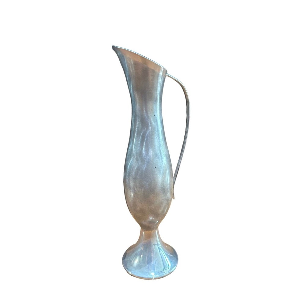 Vintage German art deco 7" ikora brushed silver ep brass mini bud vase pitcher
